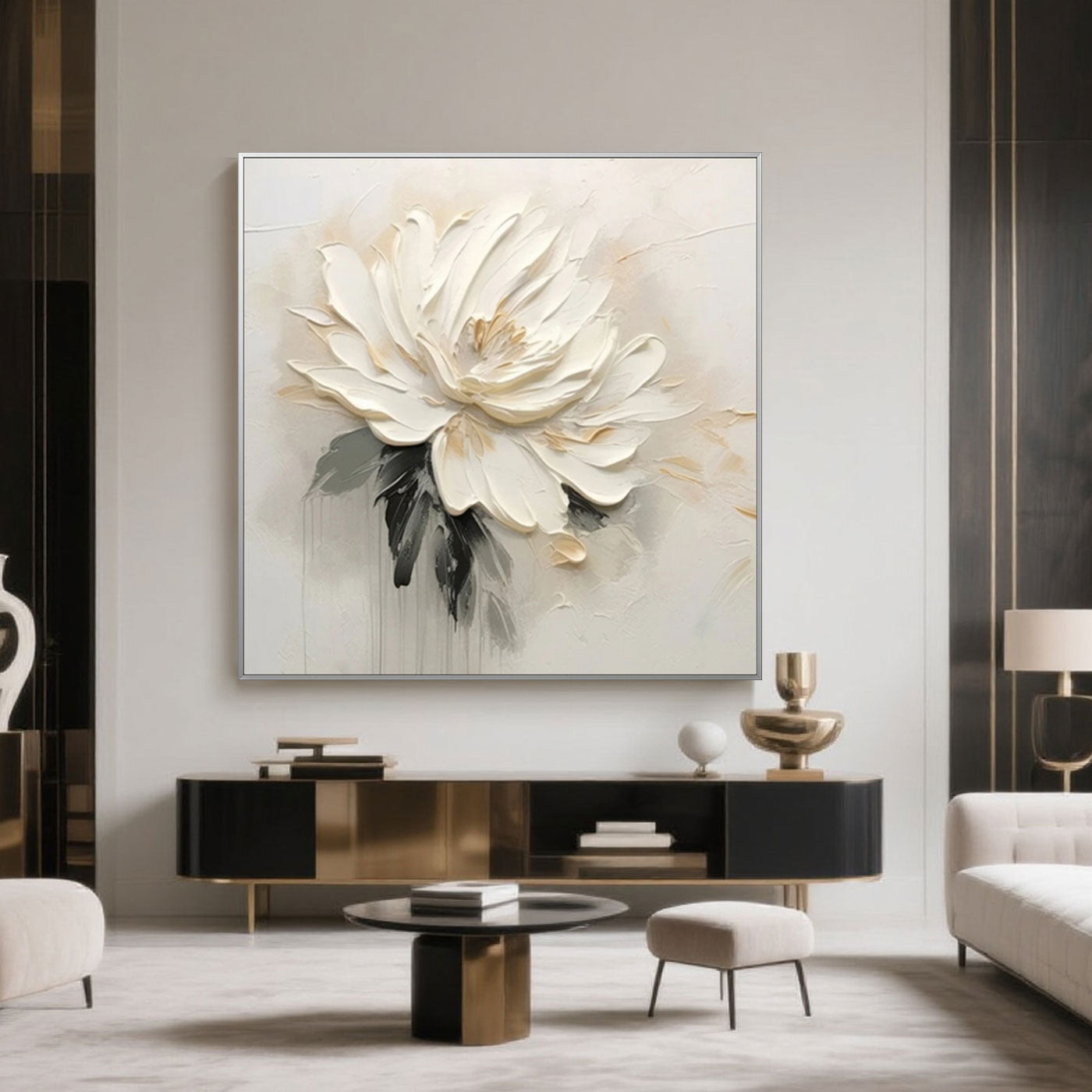 3D Textured Floral Painting - Silent Blossom