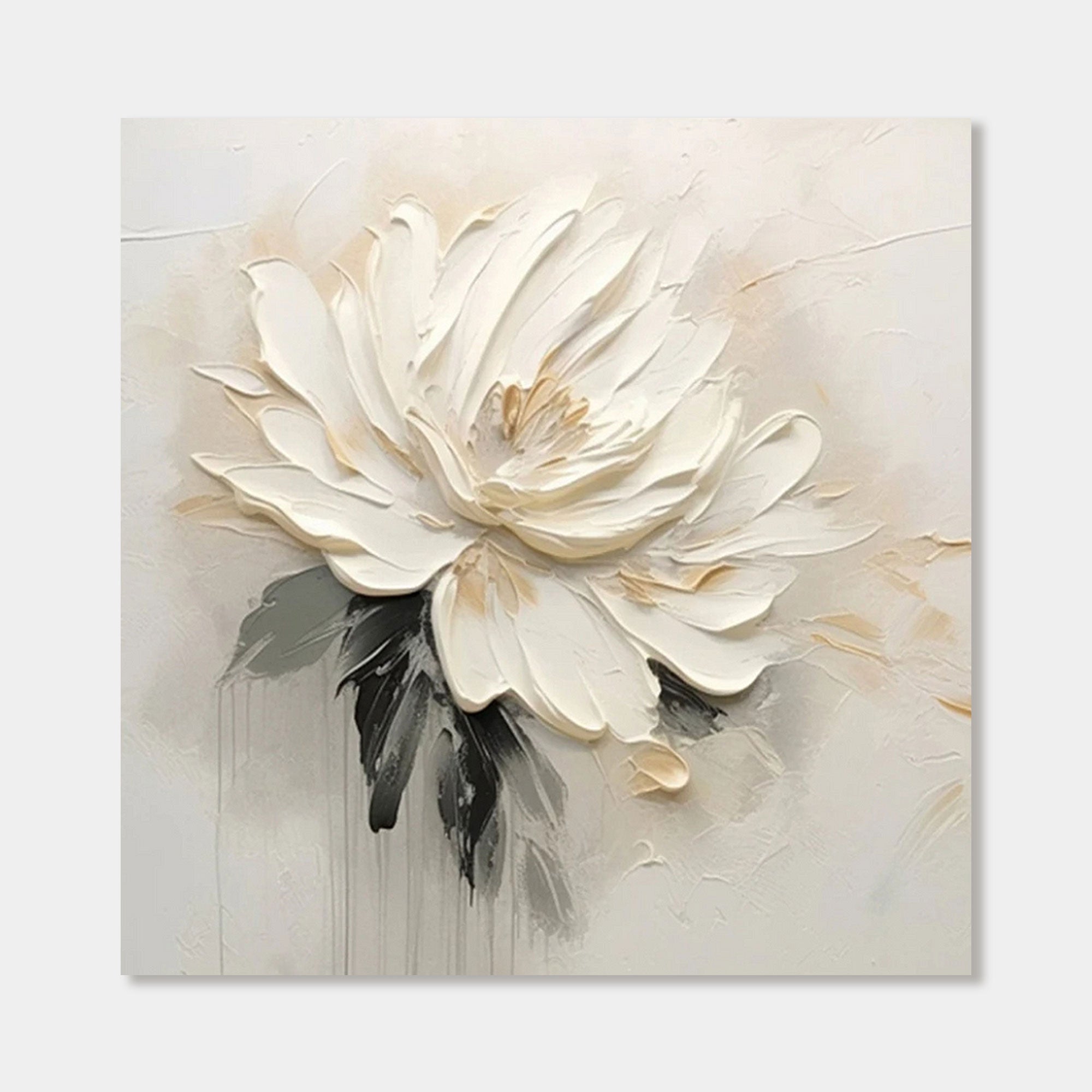 3D Textured Floral Painting - Silent Blossom