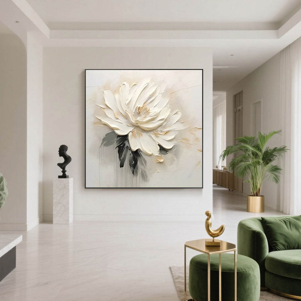 3D Textured Floral Painting - Silent Blossom