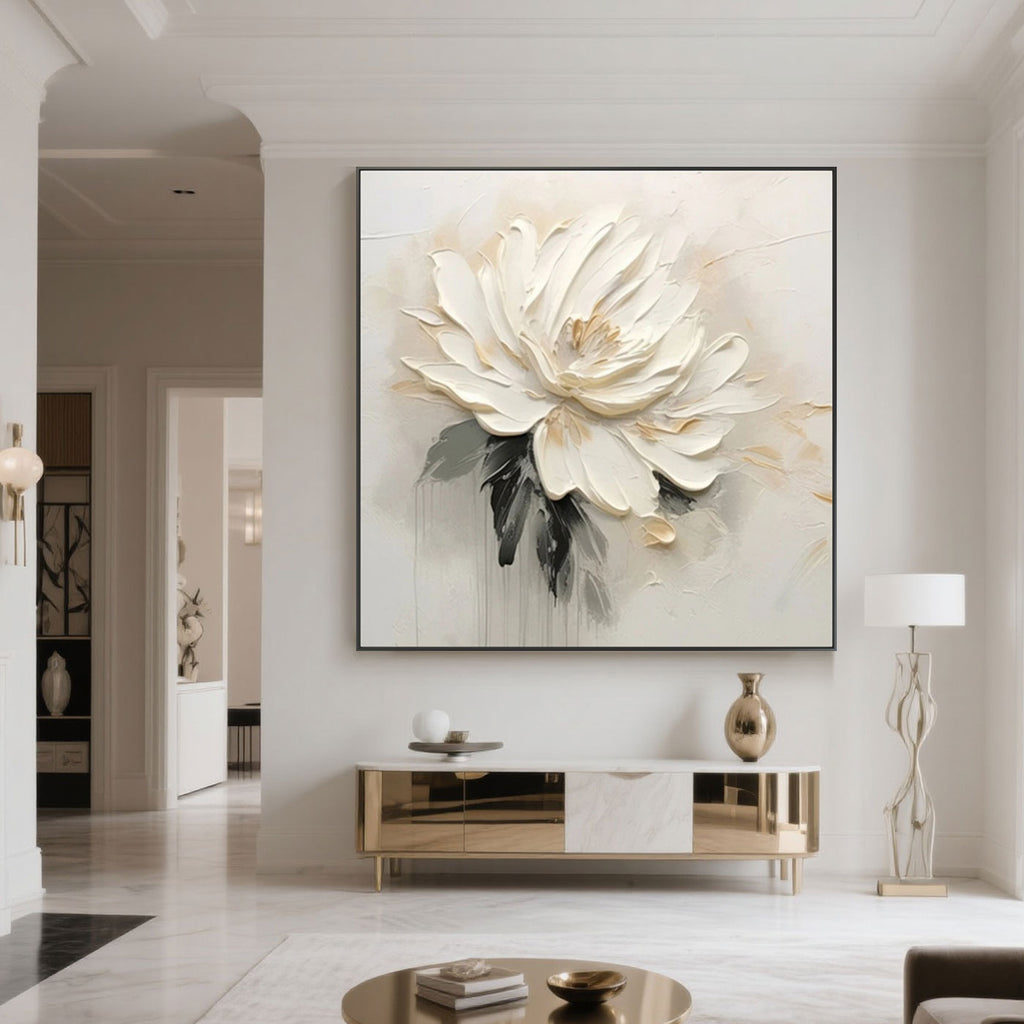 3D Textured Floral Painting - Silent Blossom