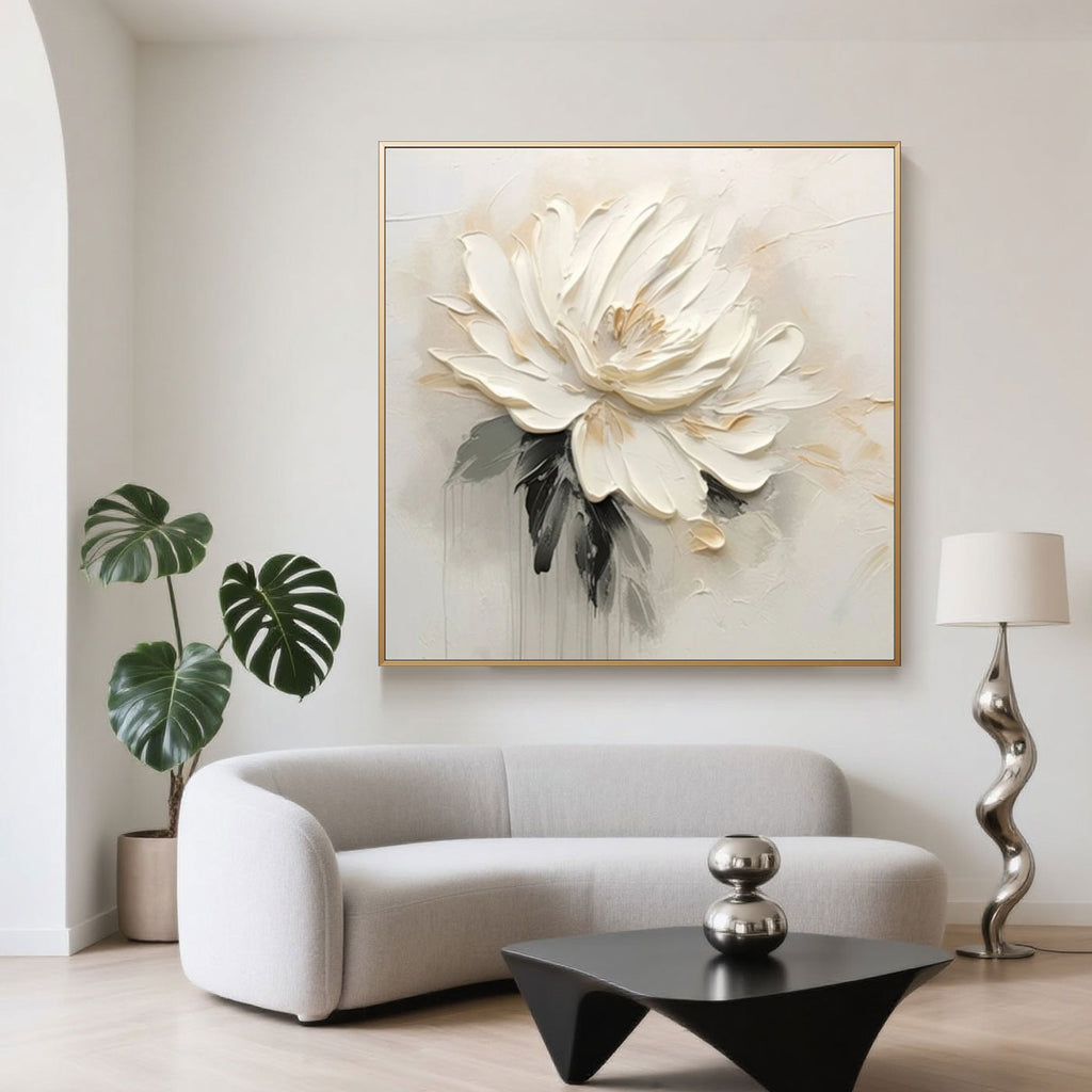 3D Textured Floral Painting - Silent Blossom