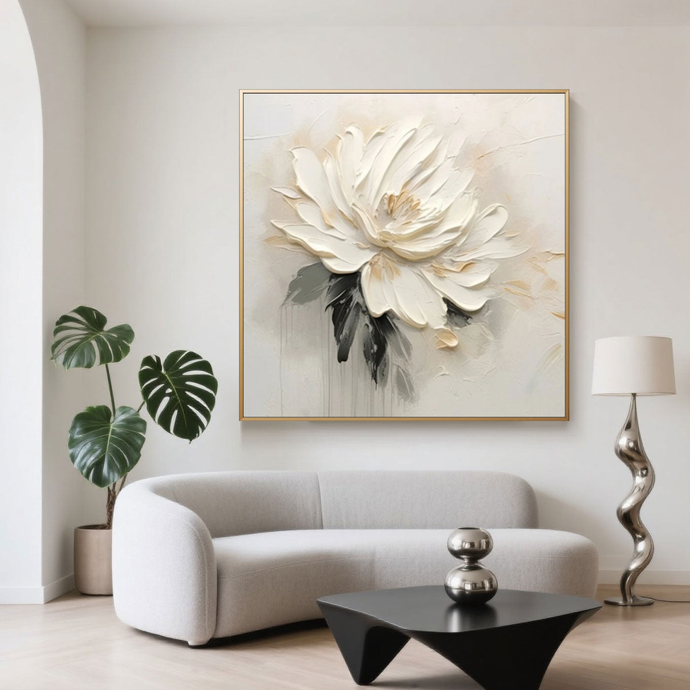 3D Textured Floral Painting - Silent Blossom