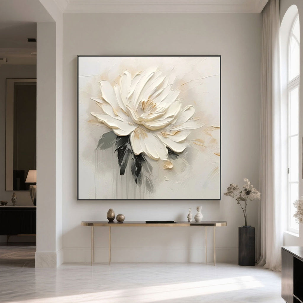 3D Textured Floral Painting - Silent Blossom