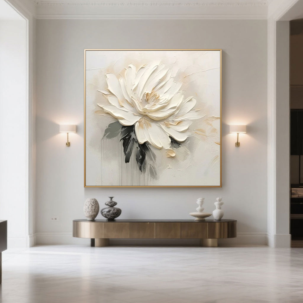3D Textured Floral Painting - Silent Blossom