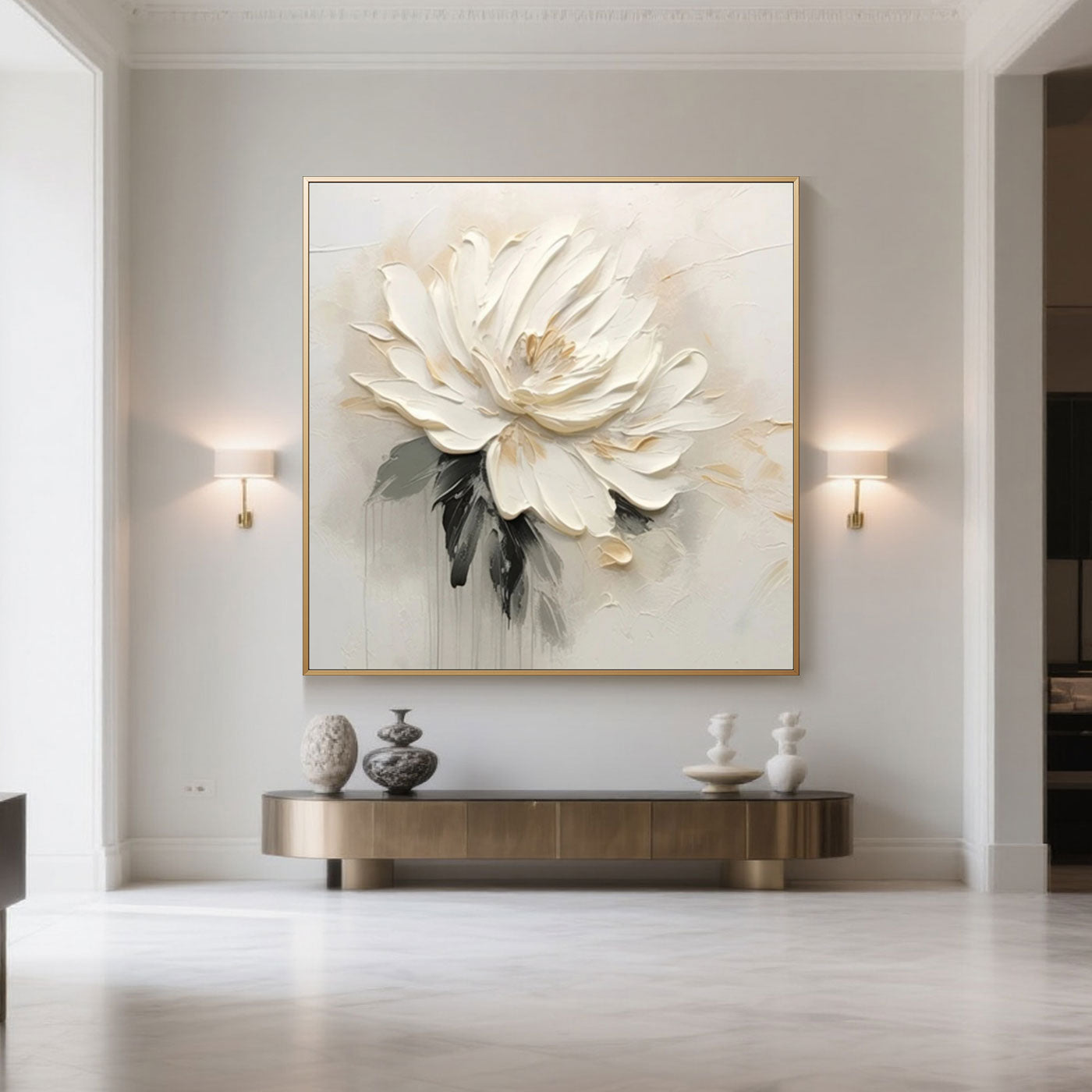 3D Textured Floral Painting - Silent Blossom