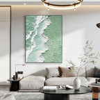 3D Textured Green White Wave Wall Art - Tidal Green