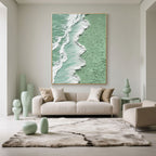 3D Textured Green White Wave Wall Art - Tidal Green