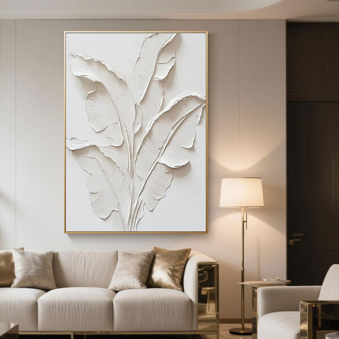 3D Textured Minimalist Banana Leaf Wall Art - Whispering Leaves