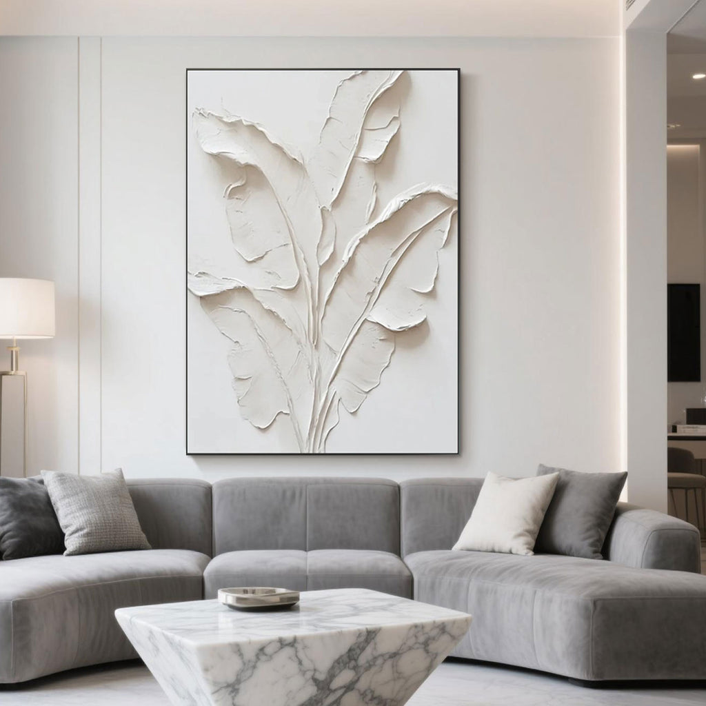 3D Textured Minimalist Banana Leaf Wall Art - Whispering Leaves
