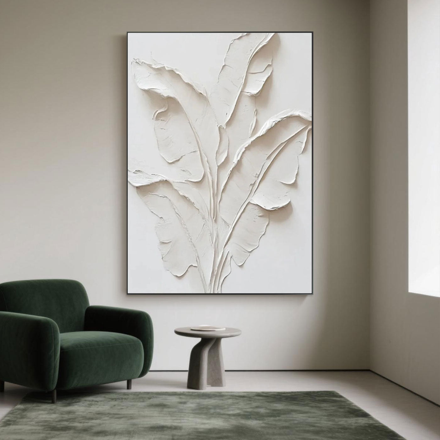 3D Textured Minimalist Banana Leaf Wall Art - Whispering Leaves