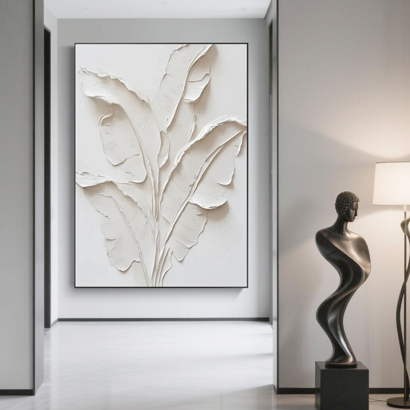 3D Textured Minimalist Banana Leaf Wall Art - Whispering Leaves