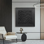 3D Textured Minimalist Black Canvas Art - Stone Skin