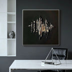3D Textured Minimalist Wall Art 'Burning Form' in modern office with geometric decor