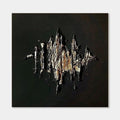 3D textured minimalist wall art 'Burning Form' with gold/white abstract design on black canvas