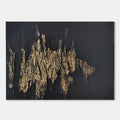 3D Textured Minimalist Wall Art Molten Trace gold on black canvas Lumi Gallery