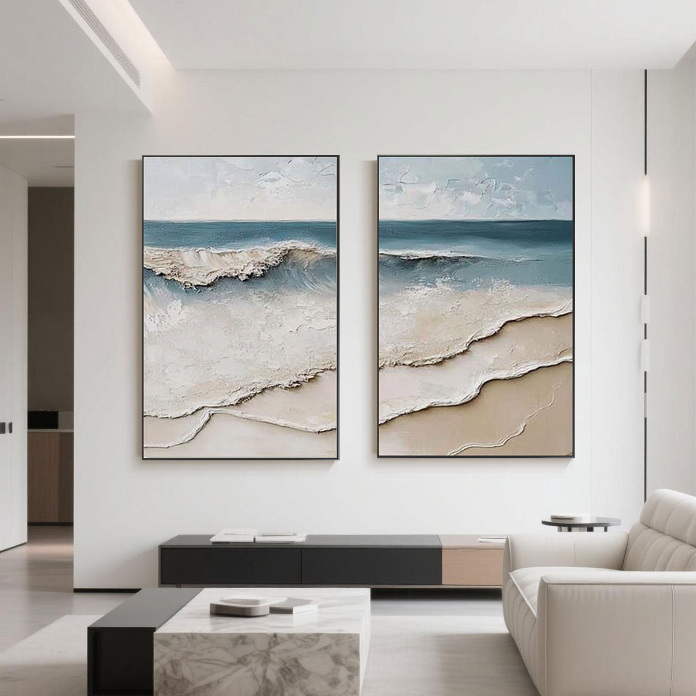3D Textured Modern Seascape Wall Art - Ocean Song
