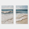 3D Textured Modern Seascape Wall Art 'Ocean Song': Hand-painted ocean waves with textured details, coastal decor.