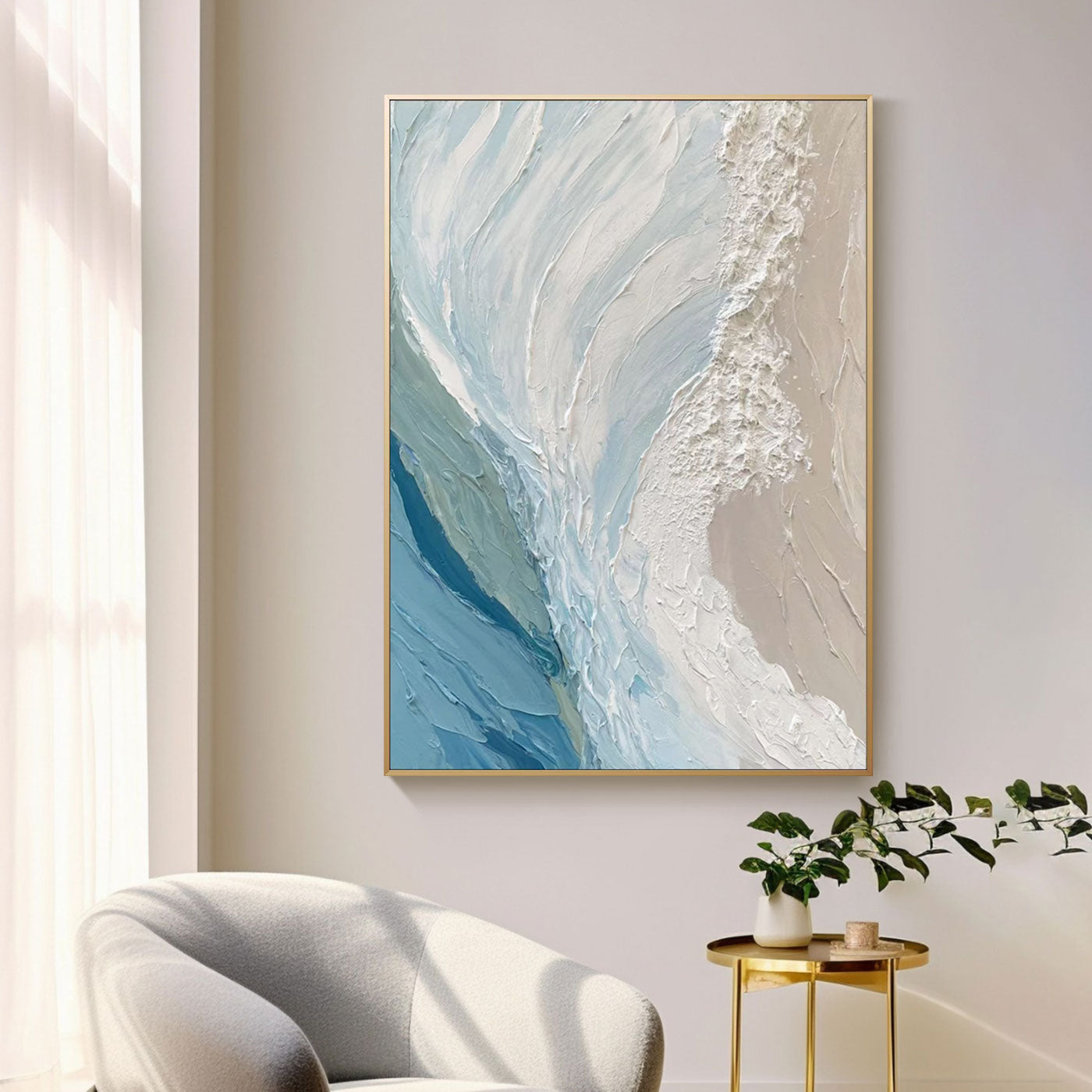 Peinture 3D texturée représentant une vague océanique - Azure Tide