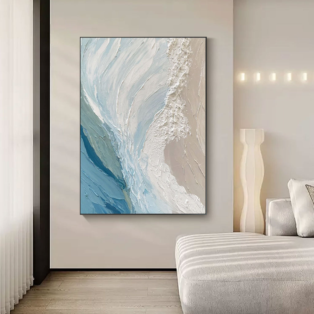 Peinture 3D texturée représentant une vague océanique - Azure Tide