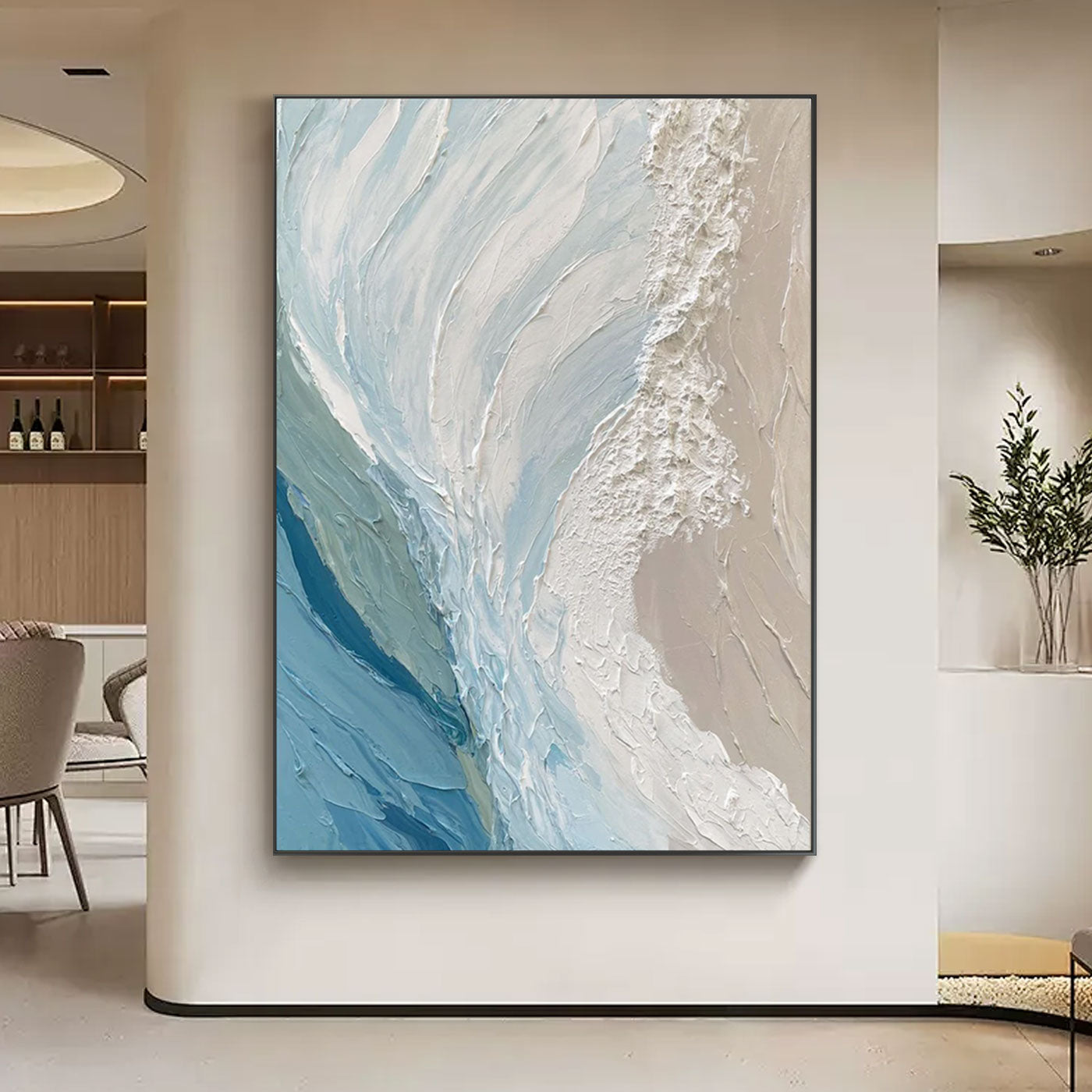 Peinture 3D texturée représentant une vague océanique - Azure Tide