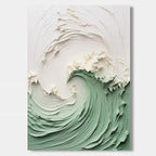 3D Textured Ocean Wave Painting - Verdant Wave