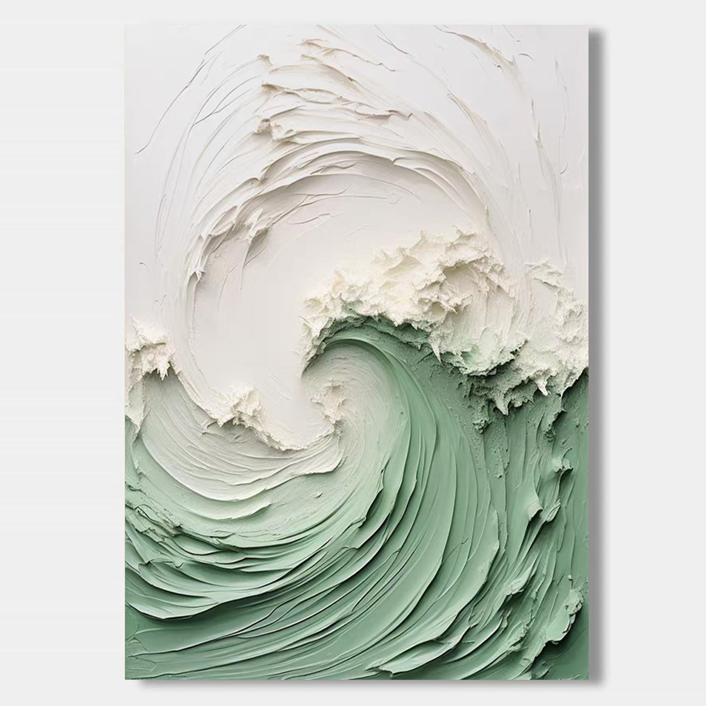 3D Textured Ocean Wave Painting - Verdant Wave