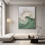 3D Textured Ocean Wave Painting - Verdant Wave