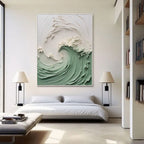 3D Textured Ocean Wave Painting - Verdant Wave