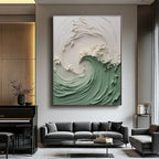 3D Textured Ocean Wave Painting - Verdant Wave