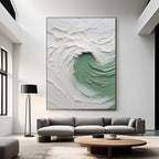 3D Textured Ocean Wave Wall Art - Celadon Curl