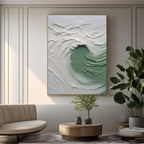 3D Textured Ocean Wave Wall Art - Celadon Curl