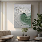 3D Textured Ocean Wave Wall Art - Celadon Curl