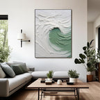 3D Textured Ocean Wave Wall Art - Celadon Curl