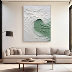 3D Textured Ocean Wave Wall Art - Celadon Curl