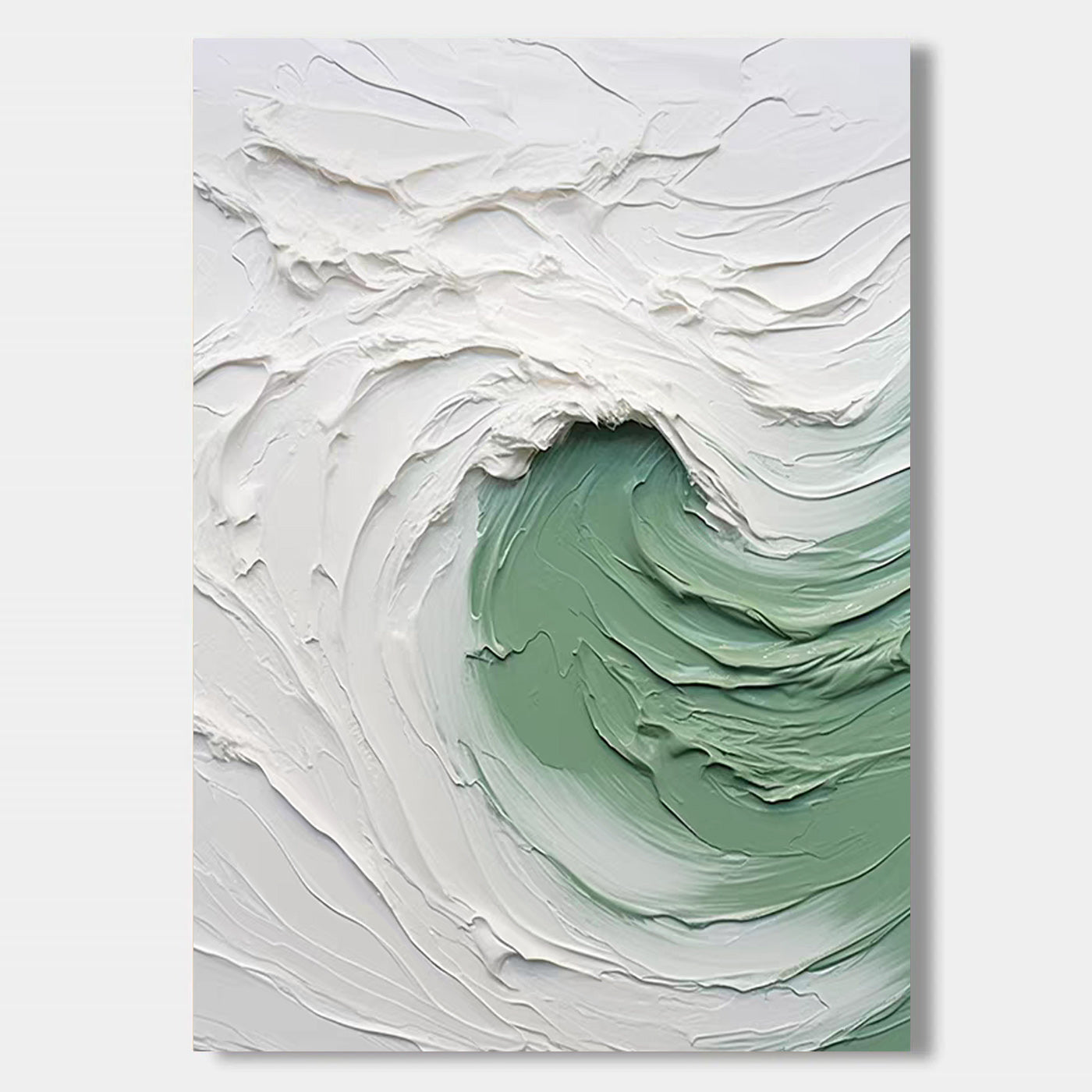 3D Textured Ocean Wave Wall Art - Celadon Curl