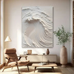 3D Textured Wave Painting - Alabaster Surge