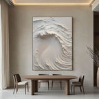 3D Textured Wave Painting - Alabaster Surge