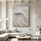 3D Textured Wave Painting - Alabaster Surge