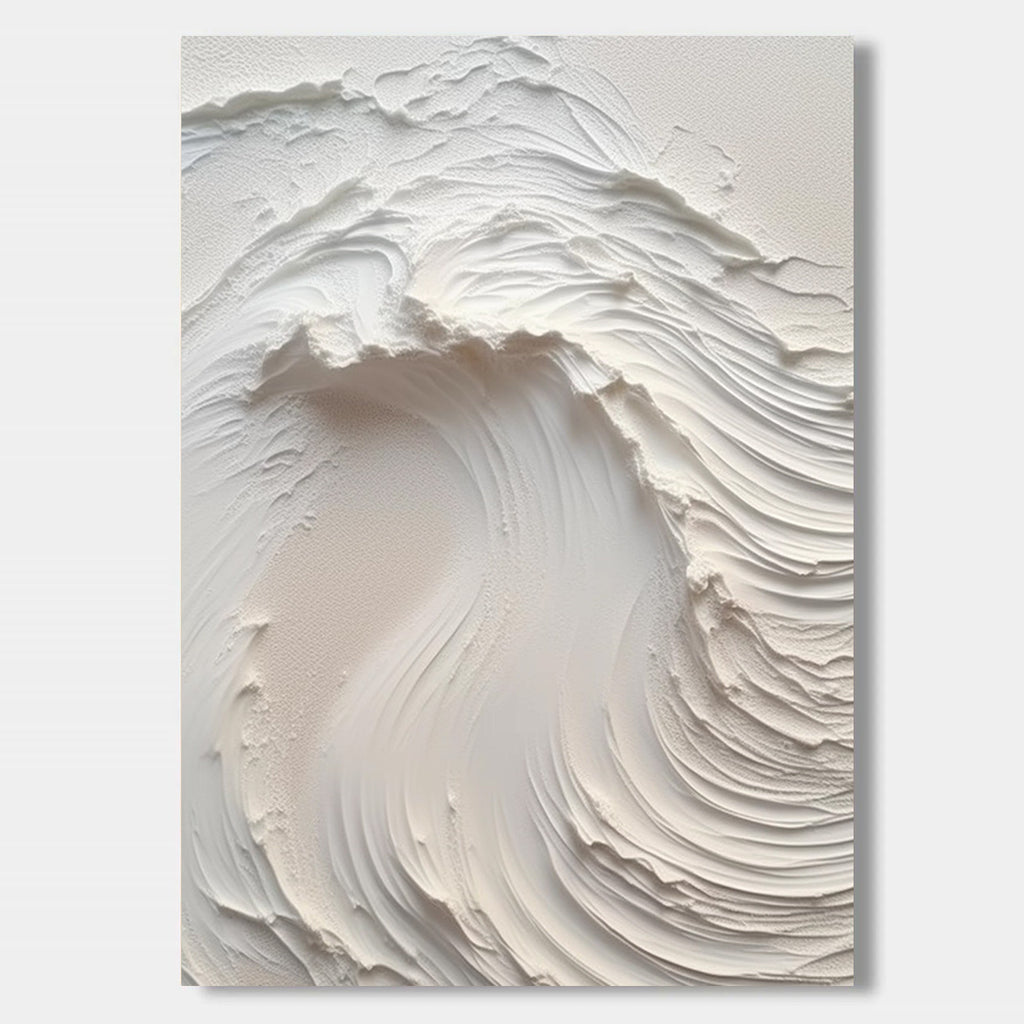 3D Textured Wave Painting - Alabaster Surge