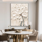 3D Textured White Floral Painting - Eternal Bloom