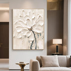3D Textured White Floral Painting - Eternal Bloom