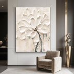 3D Textured White Floral Painting - Eternal Bloom