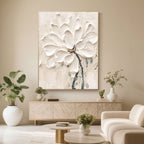 3D Textured White Floral Painting - Eternal Bloom