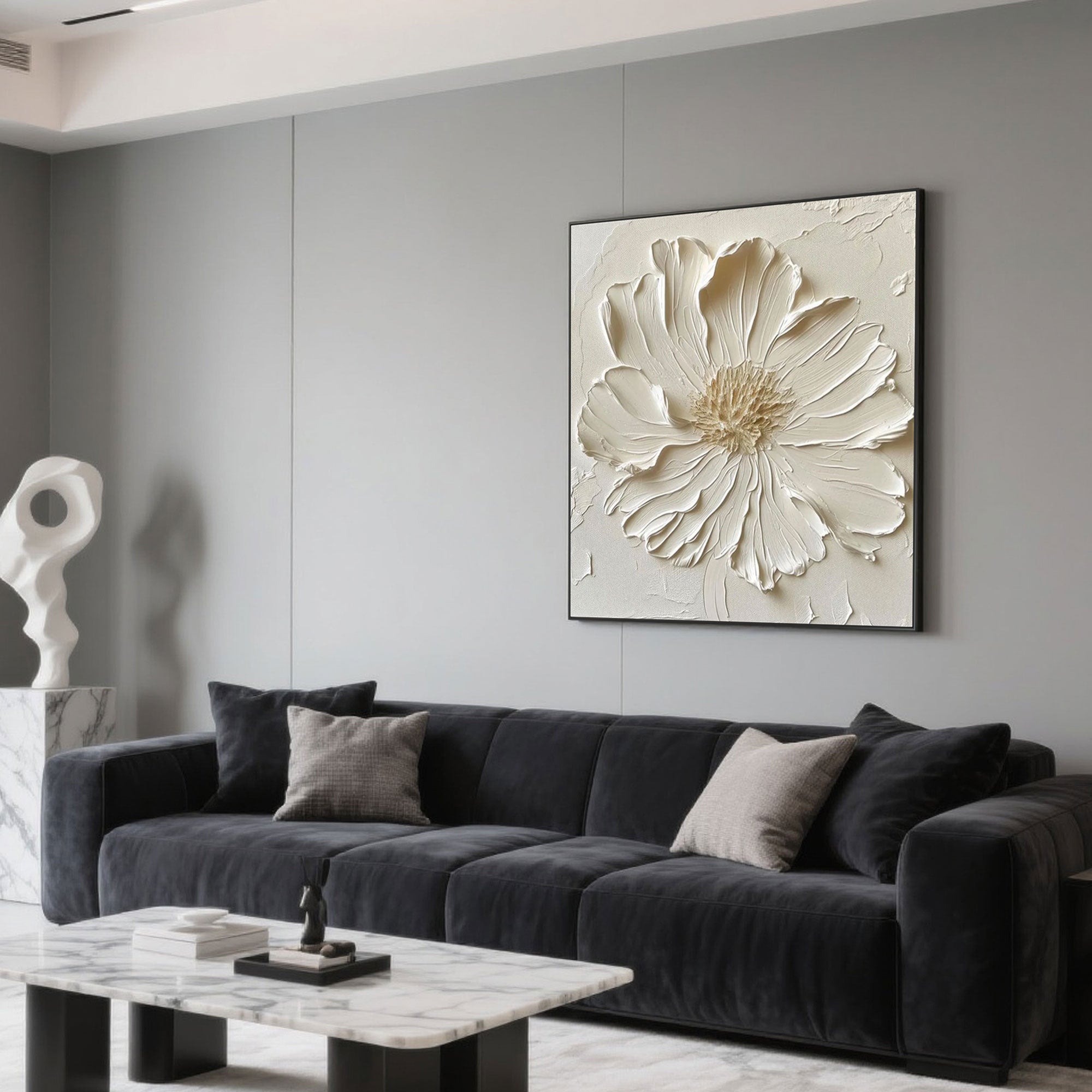 Lumen 3D floral wall art in a contemporary living space.