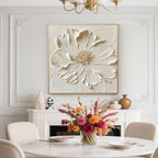 Lumen white floral wall art with stretched and framed canvas options.