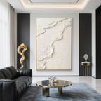 3D textured 'Sandy Wave' canvas art above a sofa in a modern living room.