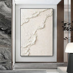 3D textured 'Sandy Wave' canvas art in a modern hallway setting.