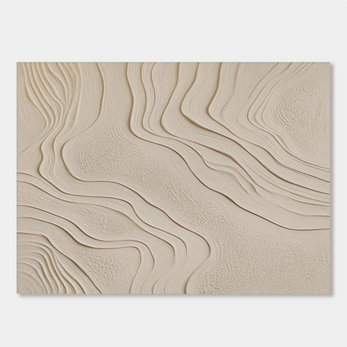 Beige textured wall panel with wavy pattern on a light gray background