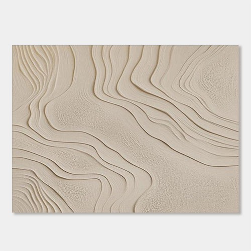 Beige textured wall panel with wavy pattern on a light gray background