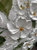 3D textured white floral wall art 'Ethereal Bloom' by Lumi Gallery